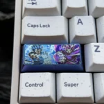 Epic Dragon Ball Super Saiyan & Vegeta Titanium Keycap in a product gallery, revealing its premium titanium craftsmanship and vibrant Super Saiyan Blue character.