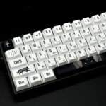 Durable PBT Egypt Keycaps Set from various angles, showcasing hieroglyphs, pharaohs, and golden desert hues. Ancient artistic desk decor.