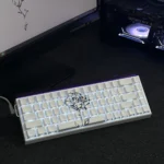 Elegant Rose Side-Engraved PBT Magnetic Keycap Set, showcasing subtle rose legends, magnetic switch compatibility, and crisp backlighting.