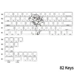 Elegant Rose Side-Engraved Magnetic Keycap Set (PBT). Multiple angles reveal magnetic switch compatibility, subtle rose design, and crisp backlighting.