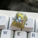 Premium Titanium Zenless Zone Zero Evelyn Chevalier ESC Keycap. Multiple angles reveal its futuristic sci-fi aesthetic, metallic finish, and intricated design.