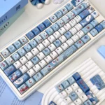 This unique Alice in Wonderland keycaps set is dark fantasy. Melancholic, whimsical, mysterious designs are visible from various angles.