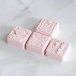 Festive Christmas PBT keycaps in cozy pink and blue, showcasing a joyful retro holiday design for a unique keyboard aesthetic upgrade.