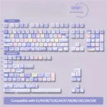 Vibrant 'Floral Girl' PBT keycaps set, 158-key MDA set, showcasing delicate pastel floral art for a whimsical garden keyboard aesthetic and custom elegance design.