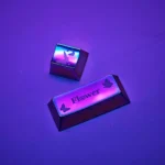 Close-up of the Artisan Flower Butterfly Keycap, showcasing its intricate metallic butterfly and delicate floral design, capturing nature's garden elegant.