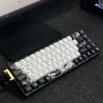 Flowing Shadow Cherry Keycap Set: Multiple angles reveal subtle side legends, gradients, and light, emphasizing brilliant backlighting.