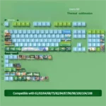 Freeze PBT Dye-Sub Summer Keycap Set, showcasing refreshing colors and playful, nostalgic retro illustrations from various angles.