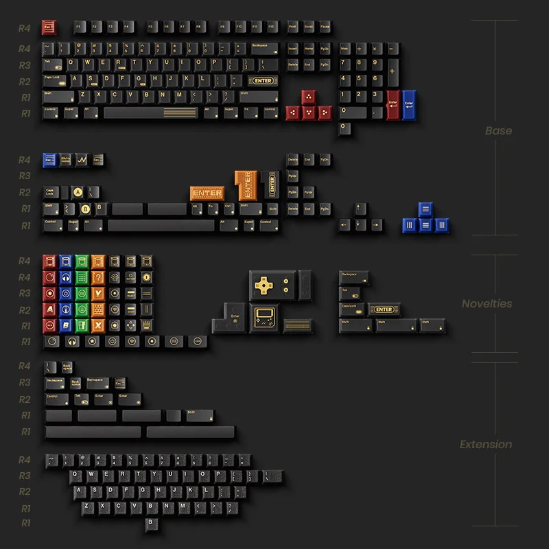 Premium GAME 1989 Black All-in-One Samurai Retro Gaming Keycaps Set, featuring a sophisticated dark and pixelated retro aesthetic.