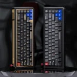 Premium GAME1989 Samurai Retro Gaming Keycaps Set displayed on a dark surface, highlighting the pixelated retro gaming essence and sophisticated samurai design.