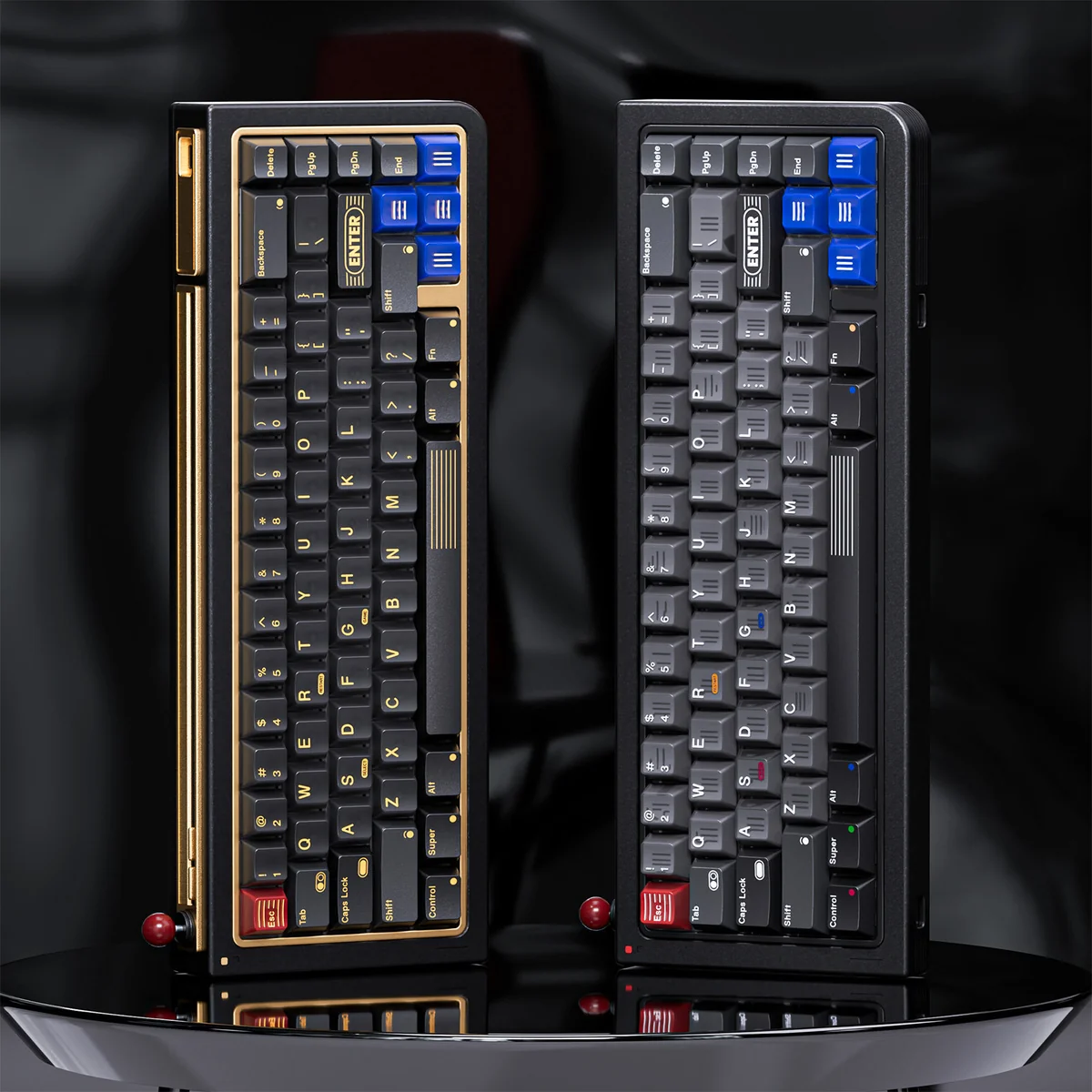 Premium GAME1989 Samurai Retro Gaming Keycaps Set displayed on a dark surface, highlighting the pixelated retro gaming essence and sophisticated samurai design.