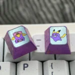 Premium Gengar Titanium Artisan ESC Keycap. Iconic, dark whimsical Gengar design in durable titanium, artfully presented from various angles.
