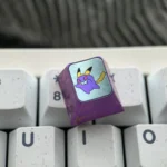 Close-up of the premium Gengar Titanium Artisan ESC Keycap, showcasing its intricate craftsmanship and dark whimsical design from multiple angles.
