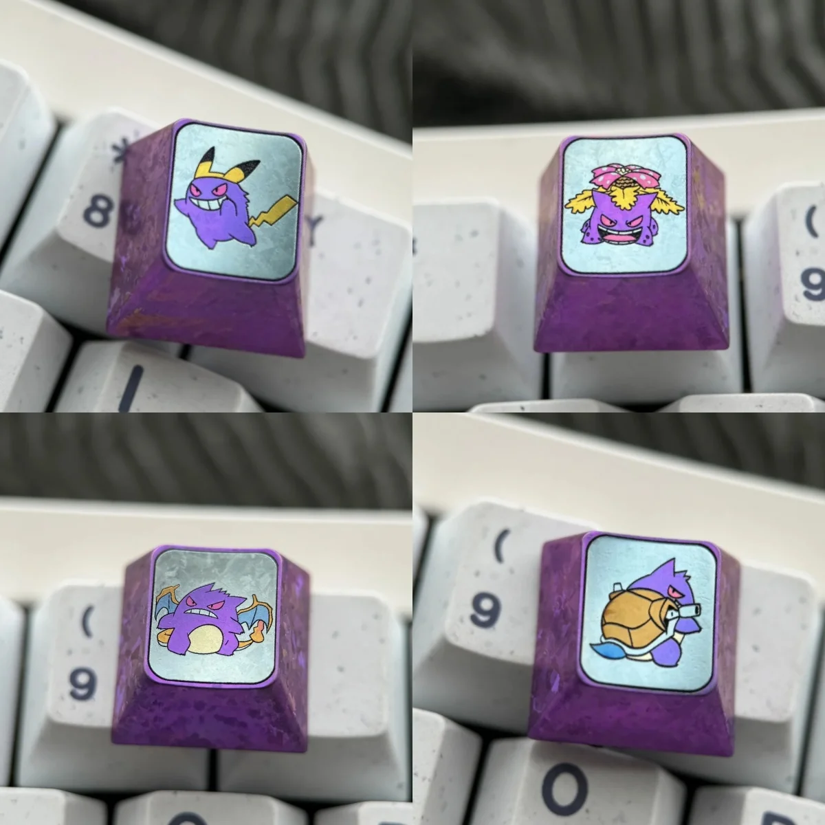 Premium Gengar Titanium Artisan ESC Keycap displayed, showcasing the iconic character's dark whimsy and durable artistry for a unique keyboard.