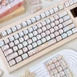 Dreamy Girl's Worries Series Keycap Set 134-key with unique three-sided translucent design, adding a playful touch to custom keyboards.