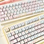 Dreamy Girl's Worries Series Keycap Set for custom keyboards, featuring soft pastel hues and a whimsical aesthetic for personalized expression.