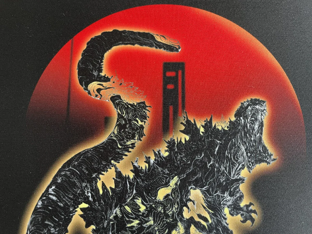Angled shot of the Godzilla Original Design Gaming Mousepad, showcasing the epic, detailed kaiju artwork and its high-quality finish for gamers.