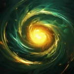 Mesmerizing gold green vortex mouse pad, showcasing its dynamic art and waterproof non-slip surface for an artistic desk setup.