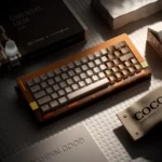 Detailed view of the Good Night Cocoa PBT+PC backlit keycap set, highlighting its warm, translucent glow perfect for serene cozy evenings.