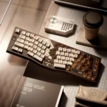"Main image of the Good Night Cocoa PBT+PC backlit keycap set, featuring warm, translucent cocoa-themed keys with a soft, comforting glow, inviting cocoa design.