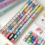 A vibrant Cat Candy Graffiti Keycap Set, showcasing dynamic street art and playful cat designs across a full 134-key layout. Unique and colorful.