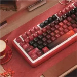 Artistic Grotesque Bride Dye-Sub PBT Keycaps set, featuring whimsical spectral bride motifs and dark romantic gothic details from multiple angles.