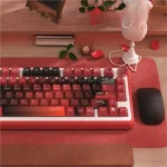 Close-up of the unique Grotesque Bride Dye-Sub PBT Keycaps set, revealing intricate spectral bride motifs and dark romantic gothic details.