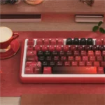 Close-up of the unique Grotesque Bride Dye-Sub PBT keycaps set, revealing intricate spectral bride motifs and dark romantic gothic details for an artistic angles.