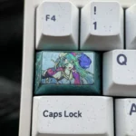 Premium Hatsune Miku keycap: a 1.5U Tab titanium artisan keycap, featuring iconic aesthetics and sleek, durable metallic artistry.