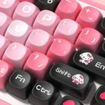 Gallery of Heartbeat PBT MCA keycaps set, showing unique design and durable PBT from multiple angles, highlighting ergonomic MCA profile for personality design.