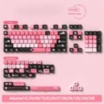 Artistic PBT MCA heartbeat keycaps set, featuring dynamic line designs, showcasing their durable PBT and personal expression from multiple angles.