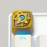 Premium artisan Hearthstone resin ESC keycap showcasing a golden emblem and rich, intricate texture for an iconic gaming setup.