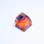 Handcrafted translucent Hollow Knight Troupe Master Grimm luminous keycap. Views reveal vibrant, glowing dark fantasy intricate details.