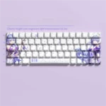 Elegant Honkai Star Rail Robin PBT side-lit keycaps set, showcasing premium character art and luminous legends from various angles.