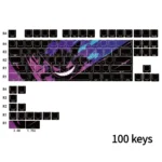 Mischievous Gengar backlit artisan keycap set for 75-87 layout keyboards, showcasing the iconic purple ghost in sculpted.