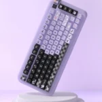 Mischievous Kuromi keycaps set in black and purple, showcasing the iconic design and premium PBT MDA profile for a playful, cute-gothic keyboard.