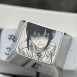 Angled shot of the Makima Titanium Keycap, revealing its premium anodized titanium finish and the precise Chainsaw Man Makima character detail.