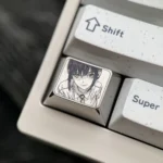 Makima Titanium Keycap (1.25U Ctrl Win). Premium anodized titanium, detailed Chainsaw Man art, shown from multiple angles.