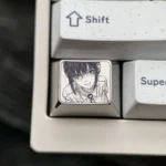 Captivating Makima Titanium Keycap, a premium Chainsaw Man collectible crafted from sleek anodized titanium alloy, showcasing detailed anime art.