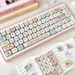 Animal Spa: Iconic Maltese Dog MOA Keycap Set with adorable animal and dessert motifs from various angles, highlighting unique, comfortable MOA profile.