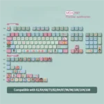 Elegant PBT Ink Wash Brilliance Keycaps Set from multiple angles, featuring serene nature and calligraphy art. Refined artistic desk decor.