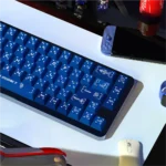 Immersive Interstellar Journey PBT Dye-sub Keycap Set, featuring vibrant nebulae and celestial bodies from various angles, capturing the vast cosmic wonder.