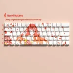 Itsuki Nakano PBT side-lit keycaps set from various angles, showcasing vibrant anime art, clean tops, and glowing legends. Premium Quintessential Quintuples art.