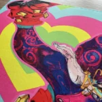 Vibrant JoJo's Bizarre Adventure Desk Mat showcasing dynamic Jolyne and Anasui art with unique character design. Experience the artistic detail.
