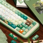 Exclusive JX3 Medicine Keycaps Set: Whimsical Botanical Forest Set shown from multiple angles, highlighting delicate earthy illustrations inspired.