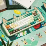 Exclusive JX3 Medicine Keycaps set showcasing whimsical botanical forest designs in earthy tones, inspired by the serene Medicine Sect.