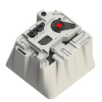 Premium sci-fi keycap, MOSS Wandering Earth artisan, showcasing its zinc-aluminum alloy and distressed futuristic aesthetic from a different angles.