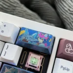 Premium Kiriko Titanium Keycap for Overwatch, revealing its sleek metallic finish and Japanese-inspired design capturing agile spirit from a unique angles.