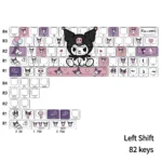 Exclusive Kuromi Side-Engraved Backlit Keycaps Set for 636466 layout, featuring dark-cute translucent keycapsand vibrant RGB effects.