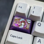 Detailed side profile of the premium Kurumi Tokisaki titanium keycap, highlighting its sleek design, intricate anime character art, and durable constriuction.