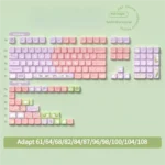 Close-up of exquisite Lily Valley MDA PBT keycaps set, showcasing delicate white lily of the valley artwork on elegant, artistic keys.